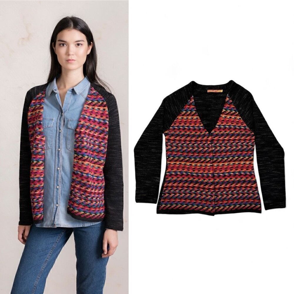 KUNA Rumba 100% Baby Alpaca Colorful Rainbow Sweater Cardigan S Cottage Grandma